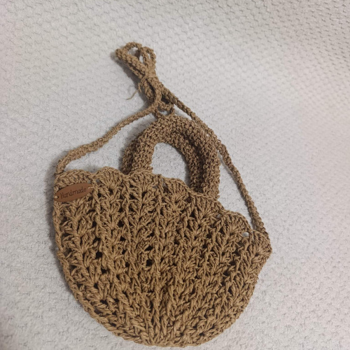 El Yapımı Örgü Mini Omuz & El Çantası – Doğal Hasır Görünümlü | Hartopia 