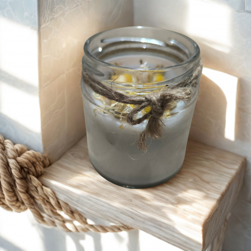 doğal bardak mum papatya kuruları