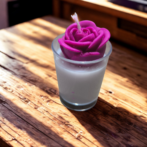 mika bardak kokusuz mum üzeri gül dekoru