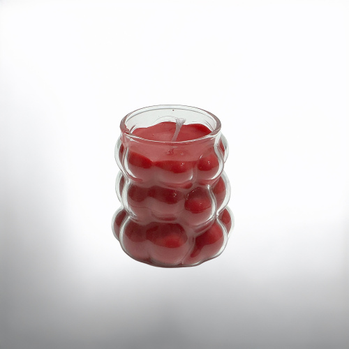 Hartopia Çilek Kokulu Cam Mum –Özgün Bubble Tasarım