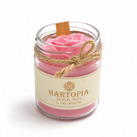 Hartopia Rose Essence Collection pembe gül dekoratif doğal soya mum