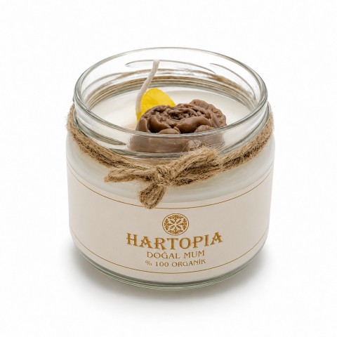 Hartopia Sonbahar Esintisi – Kahverengi Gül Dekorlu Doğal Cam Mum Hartopia Sonbahar Esintisi kahverengi gül dekorlu doğal cam mum
