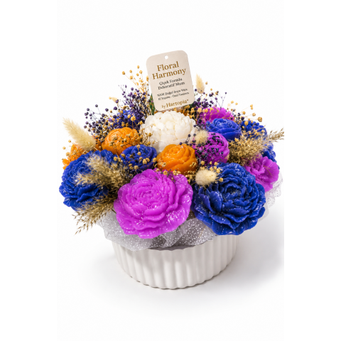 Hartopia Floral Harmony Mor Esinti Hartopia Floral Harmony Mor Esinti Flüt Saksı Serisi Dekoratif Mum Buketi